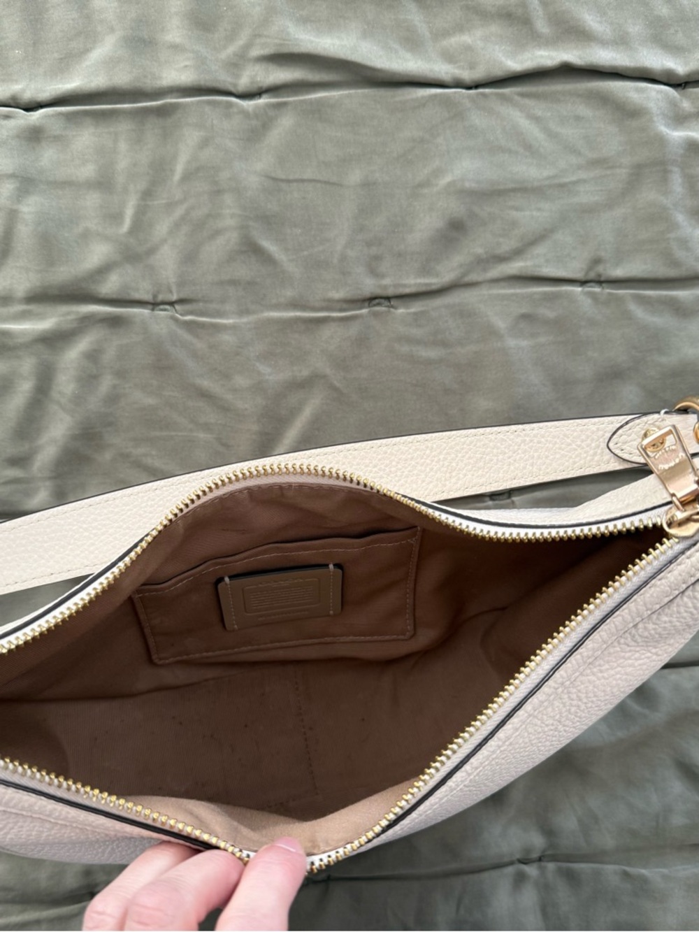 Coach Pebbled Leather Aria Shoulder Bag / Chalk - Picture 11 of 12